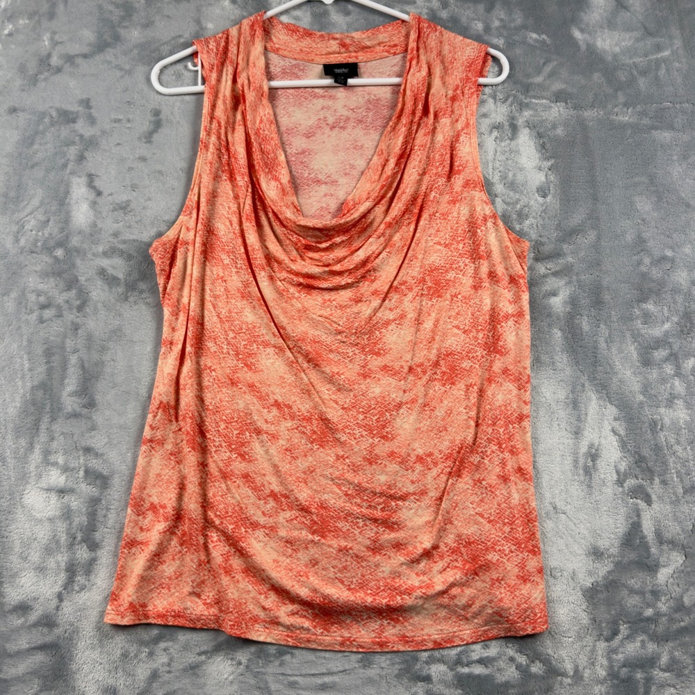 Mossimo Womens Orange Abstract Snakeskin Cowl Neck Sleeveless Rayon Top Large